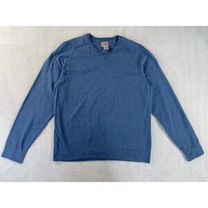 LL Bean Men’s Medium Blue Cotton Cashmere Blend V-Neck Pullover Knit Sweater
